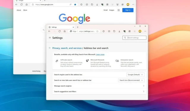 Microsoft Edge で Google をデフォルトの検索エンジンとして設定する方法