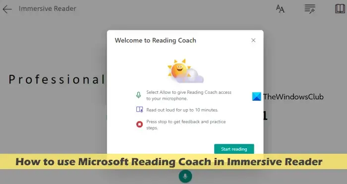 Leitor imersivo do Microsoft Reading Coach