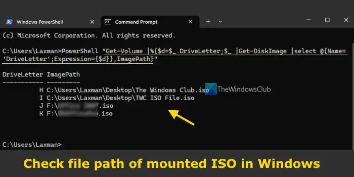 Como verificar o caminho do arquivo ISO montado no Windows