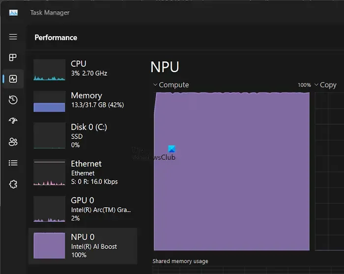 NPU nel Task Manager
