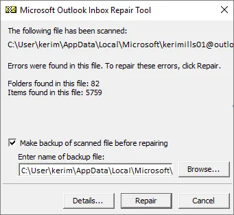 Outlook 收件匣修復工具
