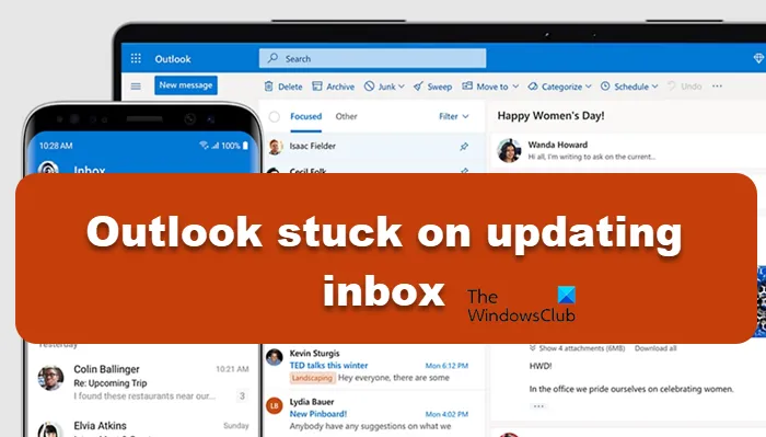 Outlook loopt vast bij het updaten van de inbox