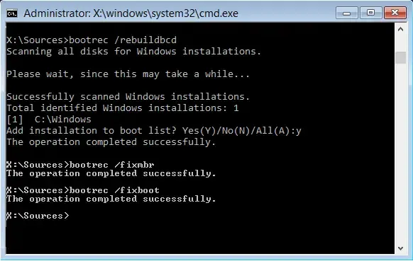 Windows 10에서 BCD 또는 부팅 구성 데이터 파일을 다시 작성하는 방법