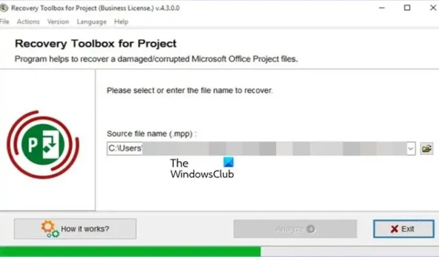 Microsoft Project 無法開啟該文件；修復損壞的項目文件