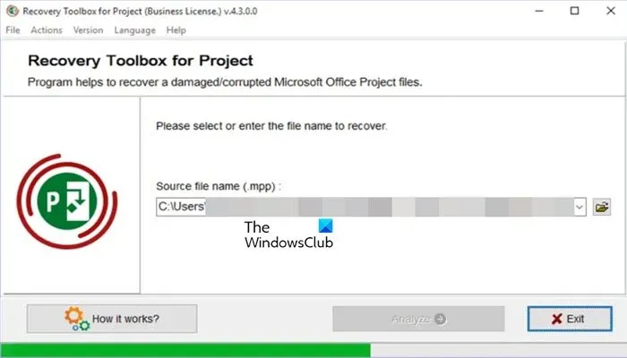 Microsoft Project non può aprire il file; Ripara i file di progetto danneggiati