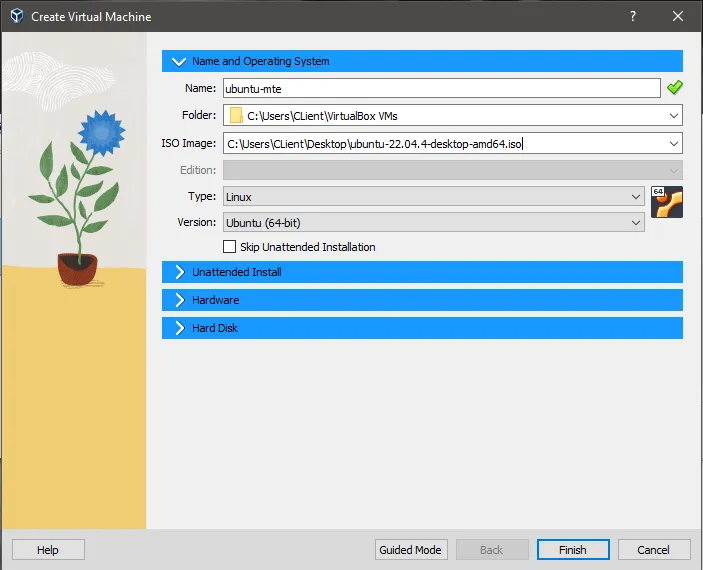 Ein Screenshot, der das VM-Konfigurationsmenü in VirtualBox für Windows zeigt.