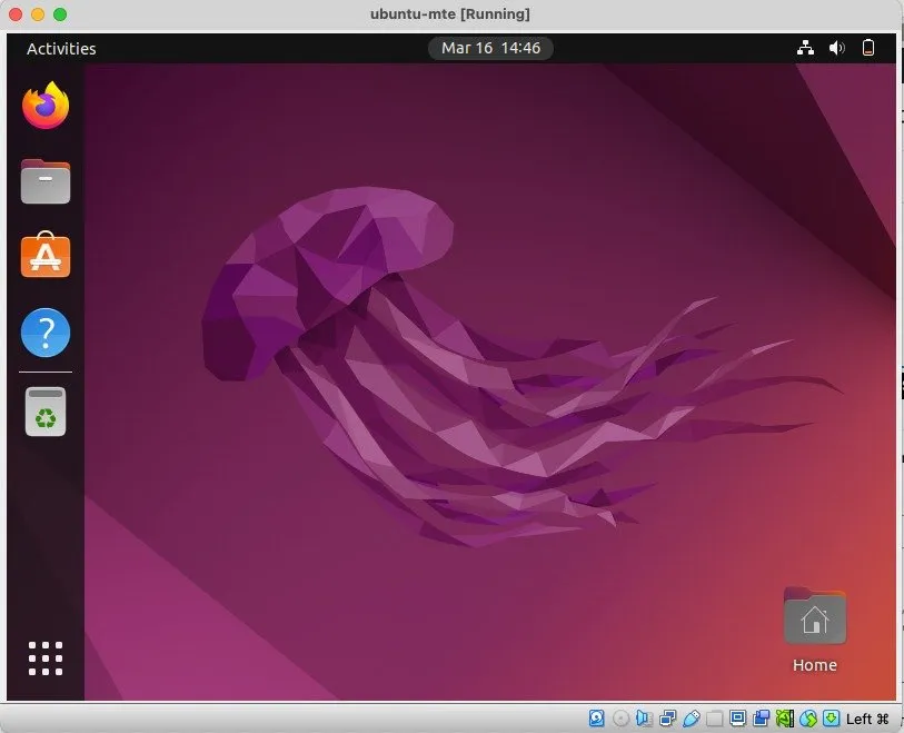 Een schermafbeelding van de Ubuntu VM van Windows die draait in MacOS.