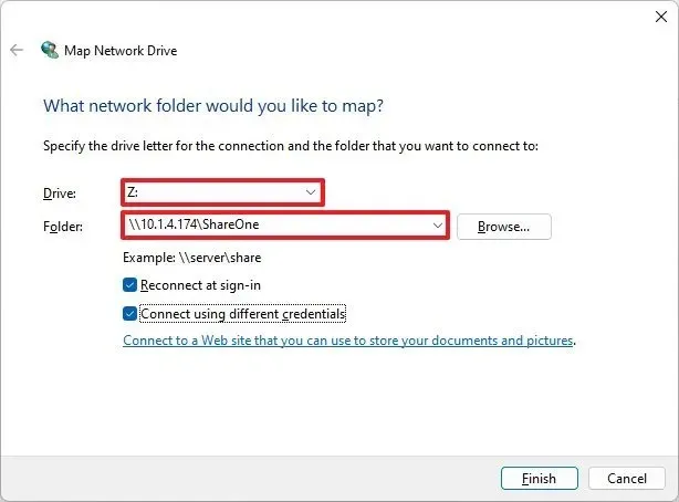 Unità di rete mappata di Windows 11