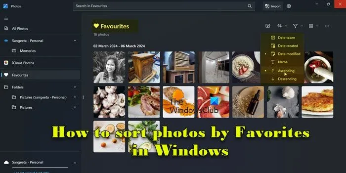 Classifique as fotos por Favoritos no Windows