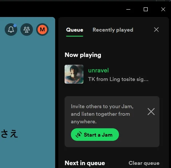 Spotify Jam en el escritorio