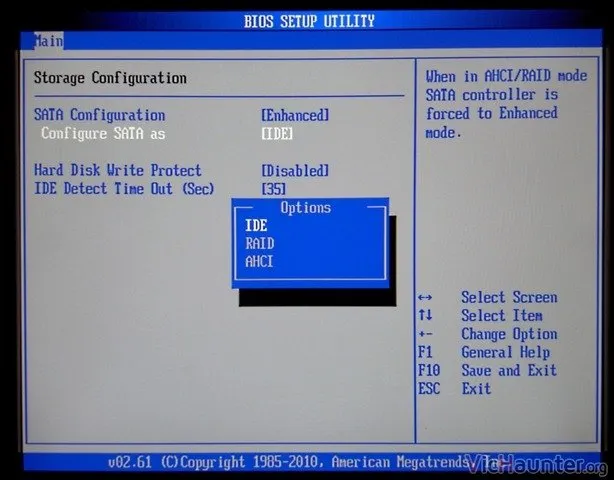 SSD-Optionen im Windows-BIOS