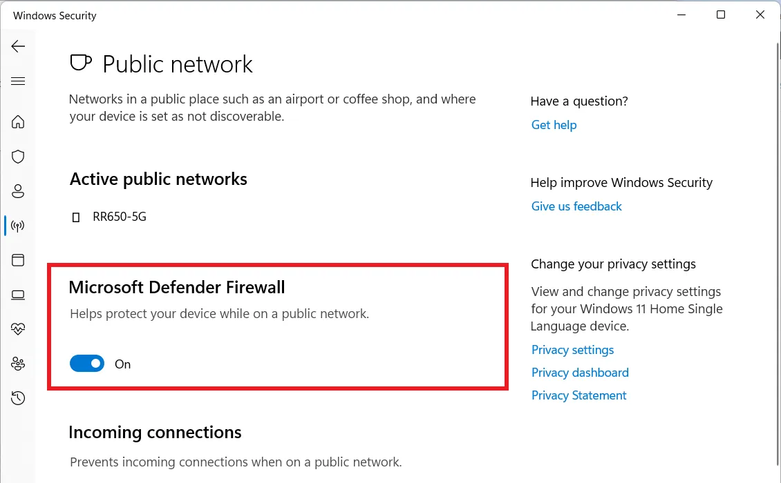 Microsoft Defender-firewall uitgeschakeld