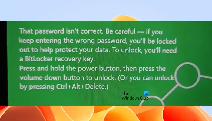 Das Passwort ist nicht korrekt