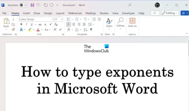 Exponenten typen in Microsoft Word