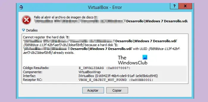 VBOX_E_OBJECT_NOT_FOUND (0x80bb0001) VirtualBox エラー