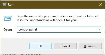 Öffnen Sie die Systemsteuerung in Windows über das Dialogfeld „Ausführen“.