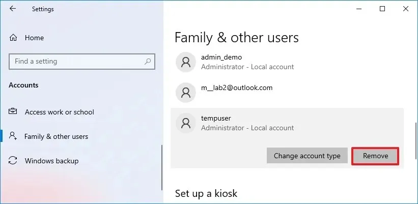 Windows 10 系列和其他使用者設定
