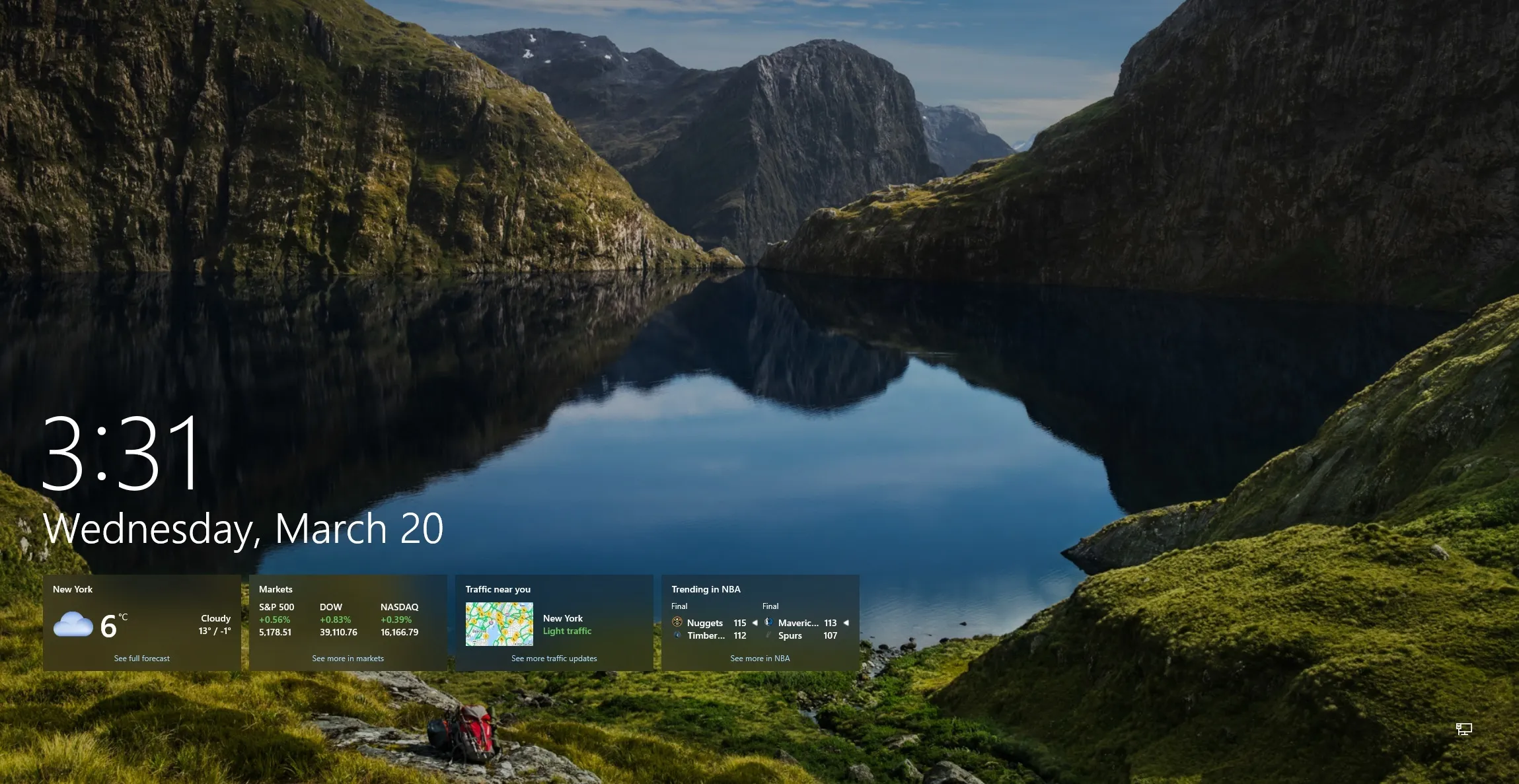 Schermata di blocco di Windows 11 con MSN