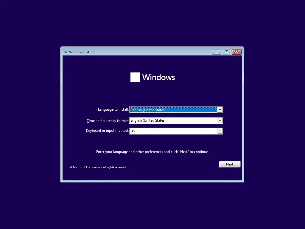 Design antigo de configuração do Windows 11