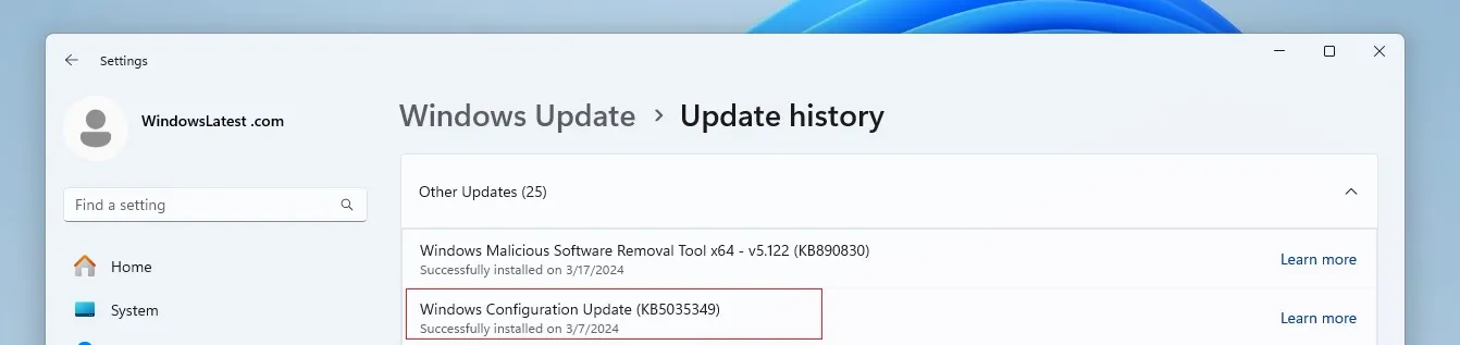 Windows 設定更新 (KB5035349)