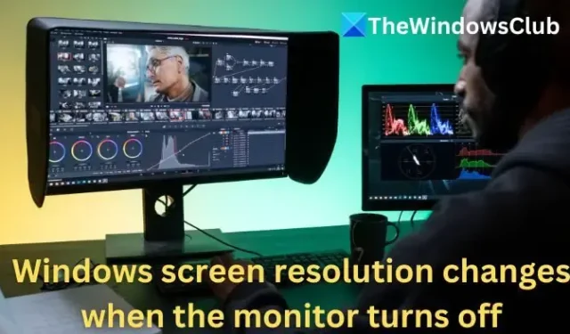 モニターの電源をオフにするとWindowsの画面解像度が変わる