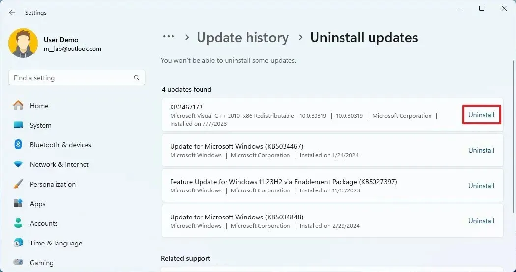 Updates voor Windows 11 verwijderen