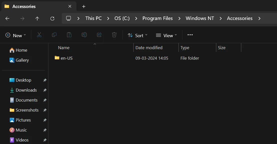 arquivos wordpad ausentes na versão interna do Windows 11 24h2