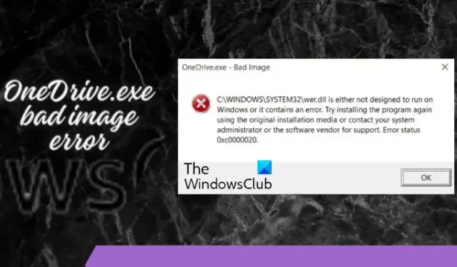 Status de erro de imagem inválido do OneDrive.exe 0xc0000020 [Correção]
