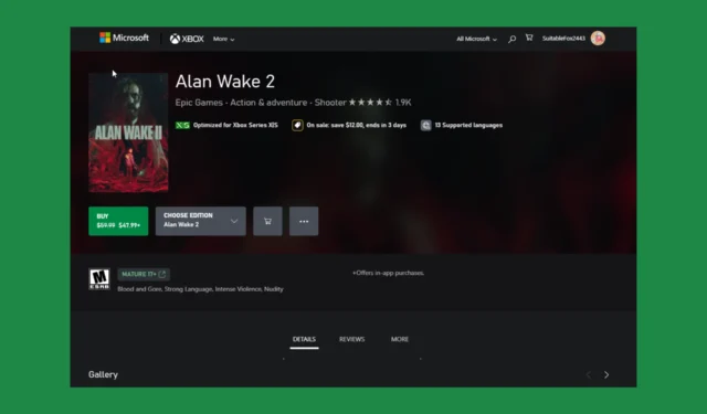 Alan Wake 2가 위시리스트에 있다면 Xbox 봄 세일이 구매하기에 가장 좋은 시기입니다.