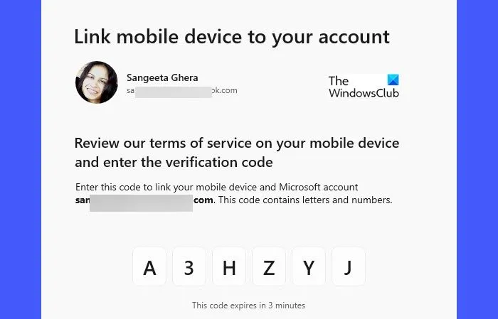 Código alfanumérico para vincular Windows e Android