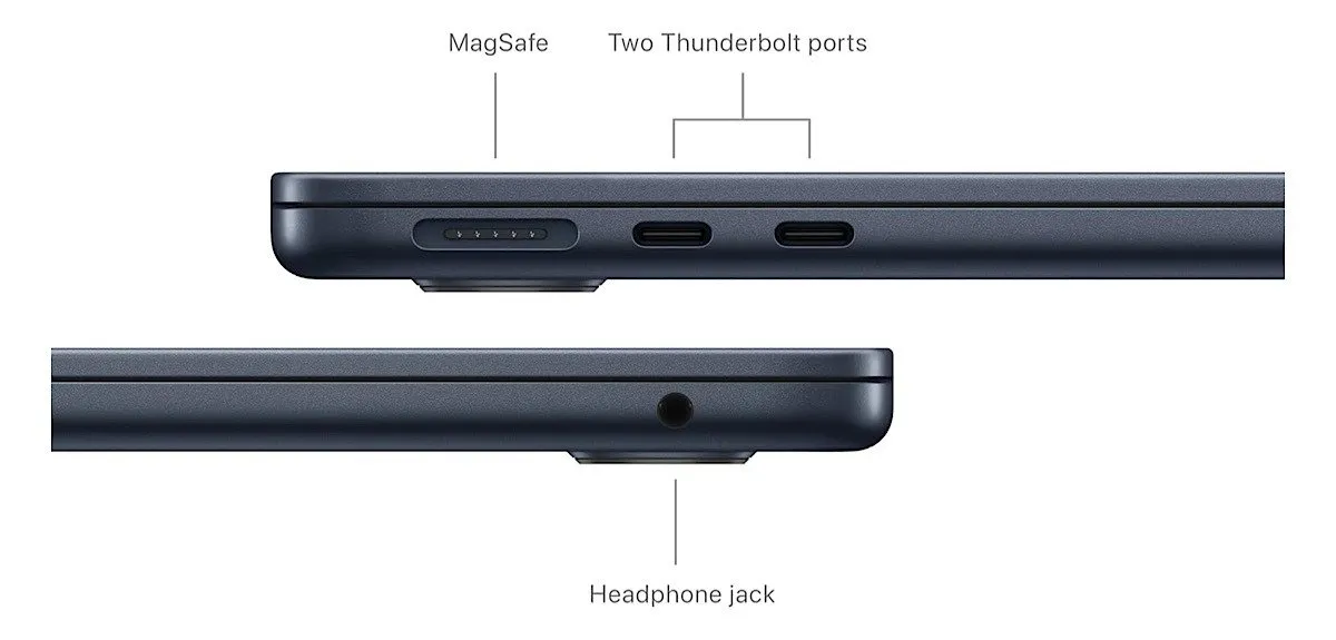 Apple 2024 Macbook Air ノートパソコンのポート