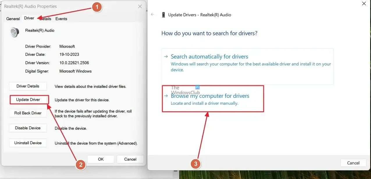 Procure drivers no computador no Gerenciador de dispositivos do Windows durante a atualização dos drivers