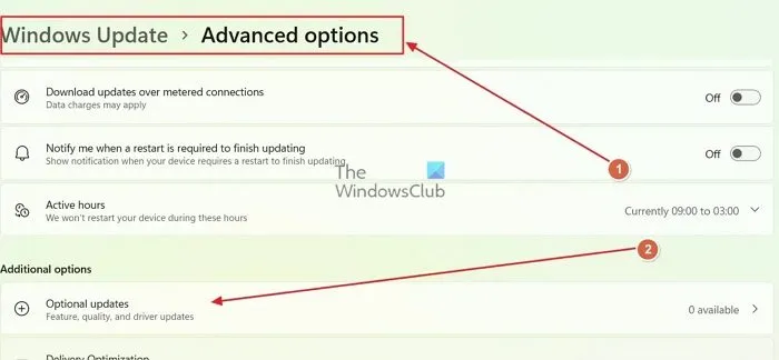 檢查 Windows 選用更新中的驅動程式更新