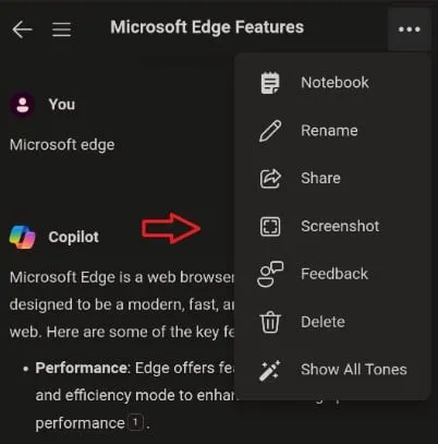 capture d'écran Android du copilote Edge