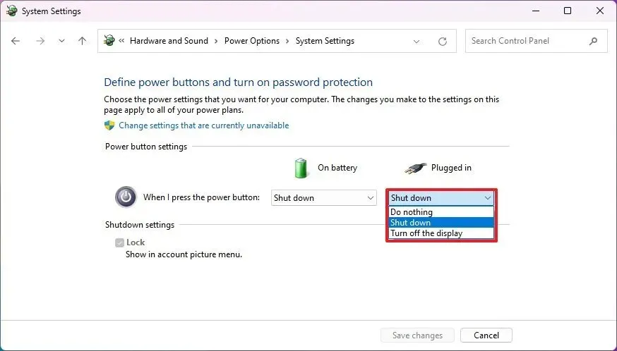 Sterowanie przyciskiem zasilania w systemie Windows 11 23H2