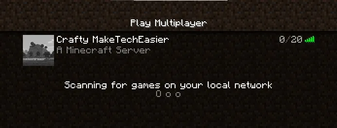 Uno screenshot che mostra il server Crafty Minecraft visualizzato nel browser del server.