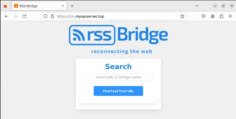 Créer des flux RSS Rss Bridge Linux 06 Web App Test Run