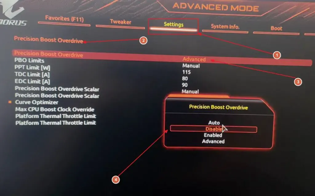 Schakel Precision Boost Overdrive uit voor AMD CPU's