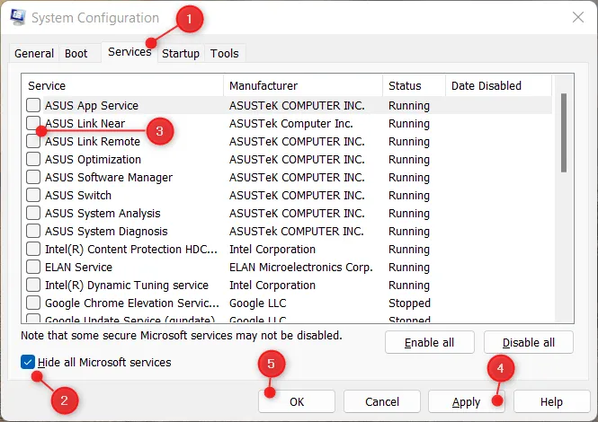 Windows 11에서 시스템 구성을 사용하여 타사 서비스 비활성화