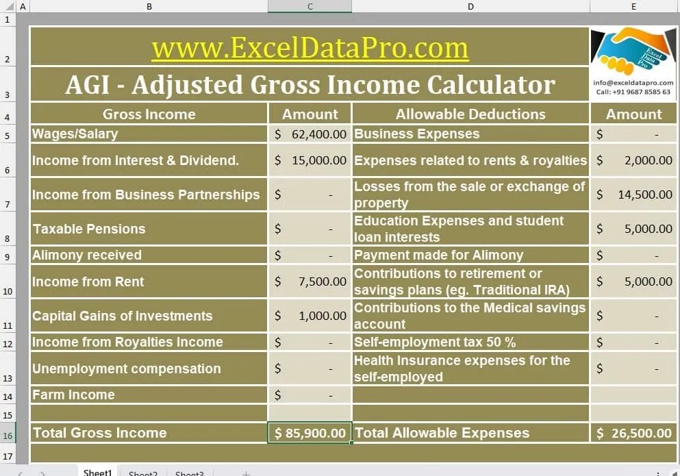 Excel テンプレートを使用して年間を通じて税金を見積もる Agi