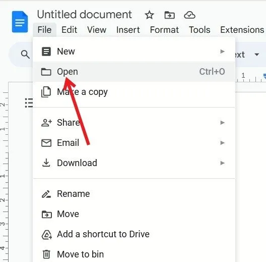 Apertura del file in Google Docs.