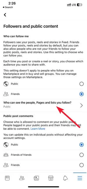 Facebook Private Modifica chi può vedere le pagine e gli elenchi delle persone che segui sull'app Facebook