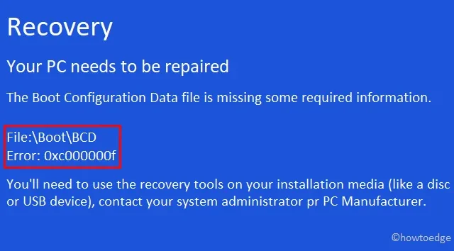 Comment réparer l’erreur BCD 0xc000000f dans Windows 10