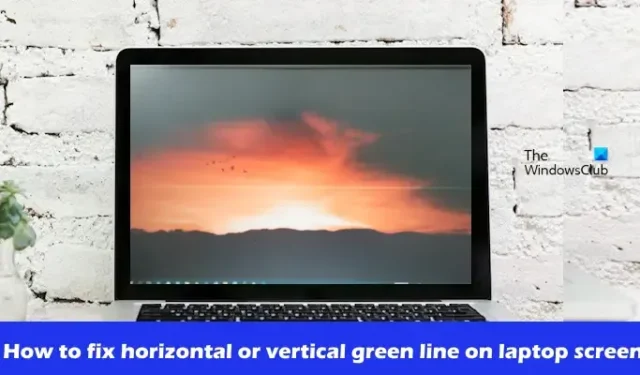 Bevestig de horizontale of verticale groene lijn op het laptopscherm