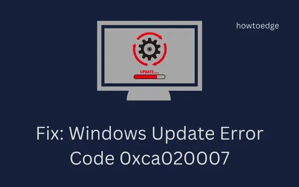 Windows 업데이트 오류 코드 0xca020007 수정 방법