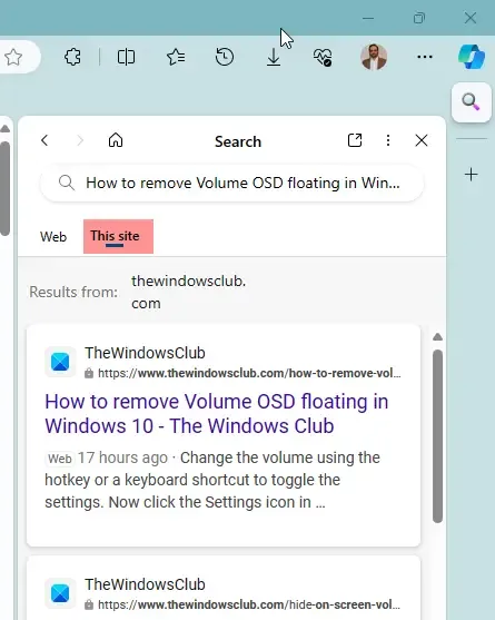 Edge에서 Bing을 사용하여 특정 웹 사이트를 검색하는 방법