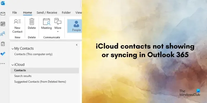 Os contatos do iCloud não são exibidos ou sincronizados no Outlook 365