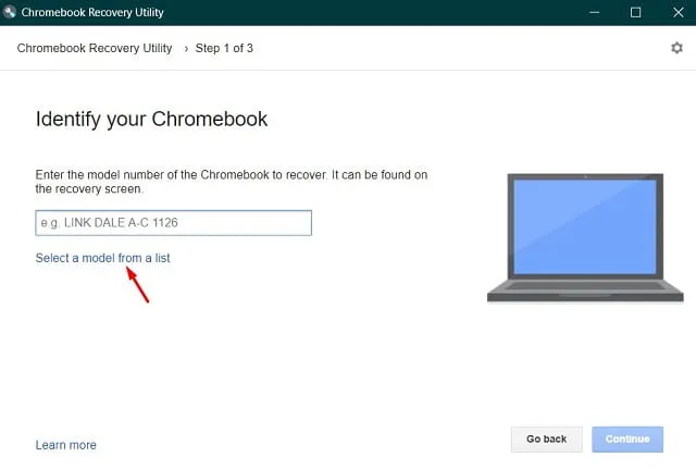Installa Google Chrome OS Flex: seleziona modello