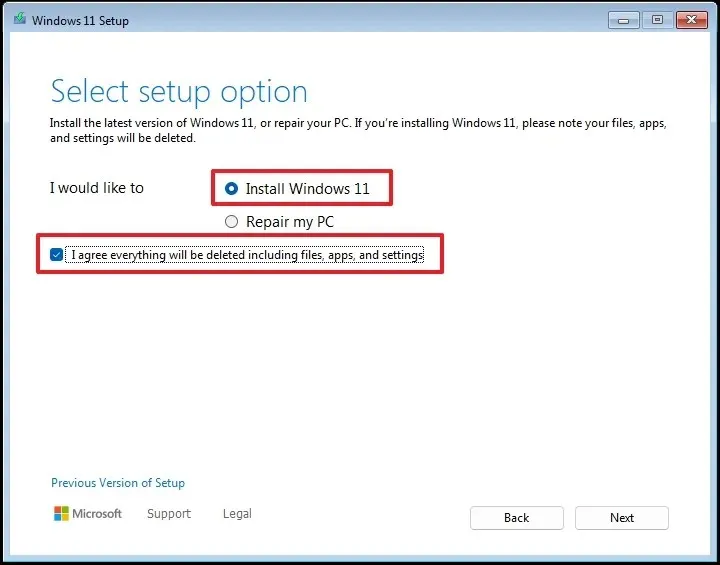 Installa l'opzione Windows 11 24H2