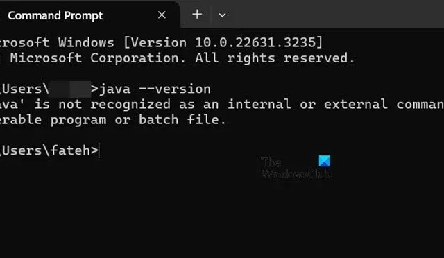 Java no se reconoce como comando interno o externo